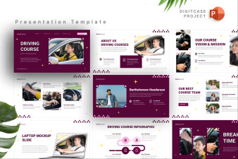 Creative Maroon Driving Course PowerPoint Template